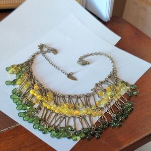 Coldwater Creek Green and Yellow Beaded Necklace